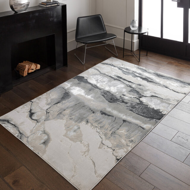 Aurora AU05 Quartz Metallic Beige/Charcoal Area Rug