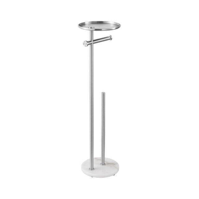 Toilet Roll Holder Free Standing With Shelf, Stainless Steel Brushed, For Bathroom