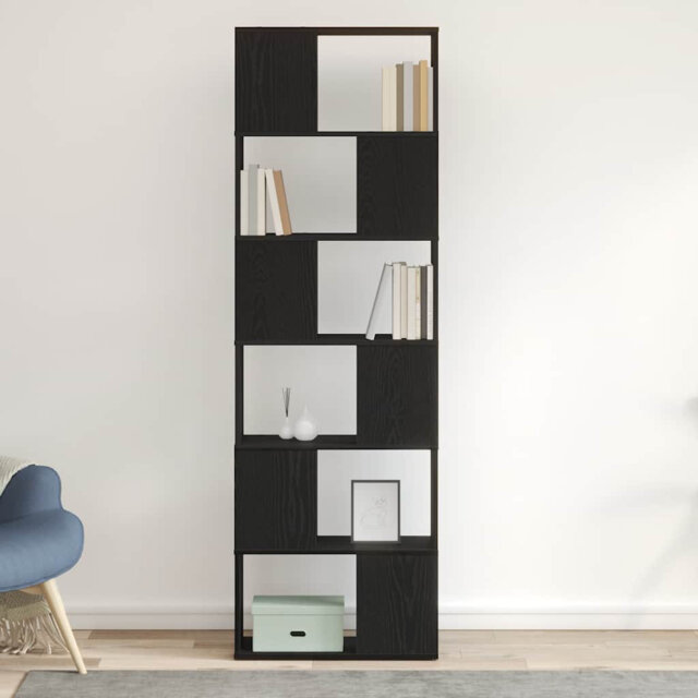 Book Cabinet/Room Divider Black Oak 60X24x186 Cm