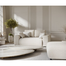 Two-seater square arms loveseat sofa