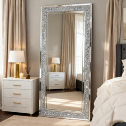 Glass Full Length Mirror  Flat Large Floor Mirror  Silver Wall Mirror 85x180cm  Free Standing