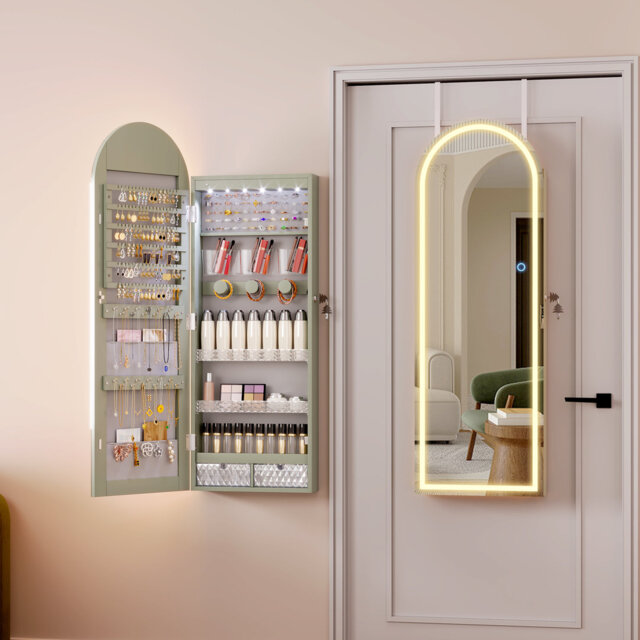 Wall Mounted Jewellery Armoire with Mirror