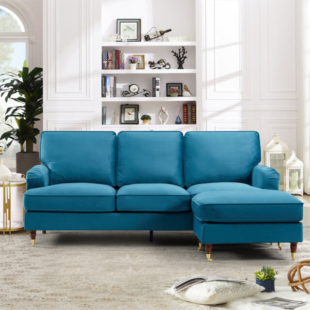Naytahwaush 3 Seater Velvet Corner Sofa