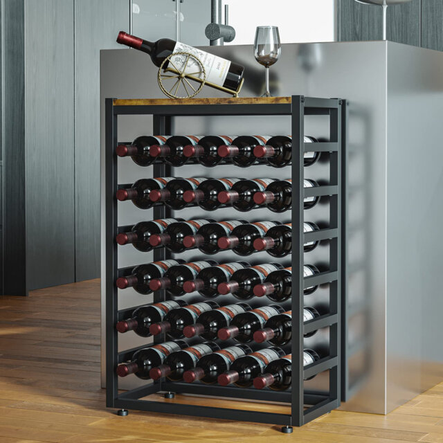 Conneautville 30 Bottle Floor Wine Bottle Rack in Black