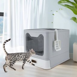 Stainless Steel Enclosed Cat Litter Box With Scoop