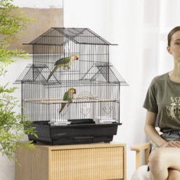 Bird Cage with Stand Handle for Finch Canary 435 x 33 x 63 cm Black