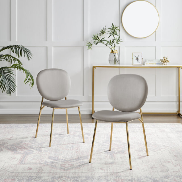 Evita Luxury Velvet and Metal Dining Chairs - Elegant Modern Mid Century Style