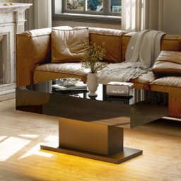 High Gloss LED Rectangle Coffee Table with 2 Drawers