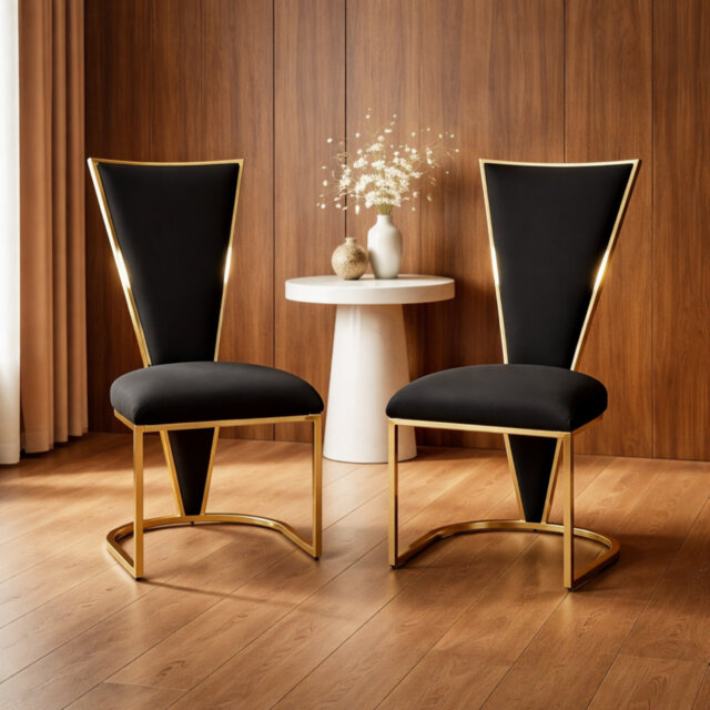 Set Of 2 Vienna Cream & Gold Dining Chairs
