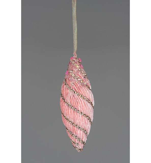 15cm Nut Shape Bauble Baby Pink - Christmas Hanging Decoration
