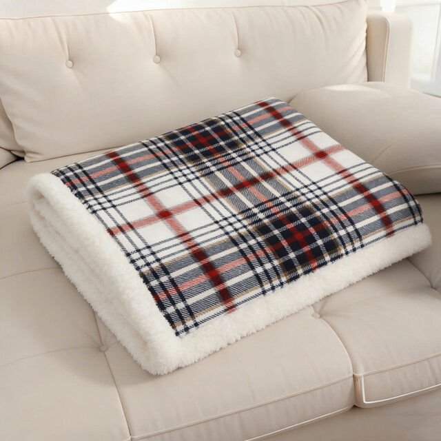 Electric Heated Blanket Single Plaid Print Throw, 130x160cm White, Red Black