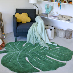 Monsters Leaf Hand Tufted Cotton Green Rug