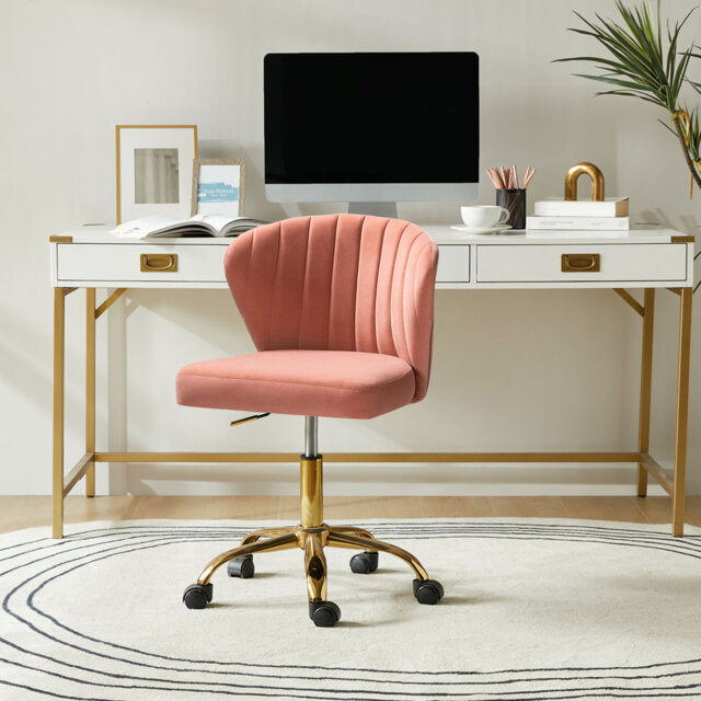 Petillo Swivel Velvet Office Task Chair with Adjustable Height and Padded Cushion