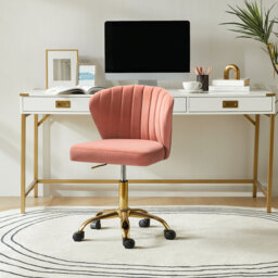 Petillo Swivel Velvet Office Task Chair with Adjustable Height and Padded Cushion