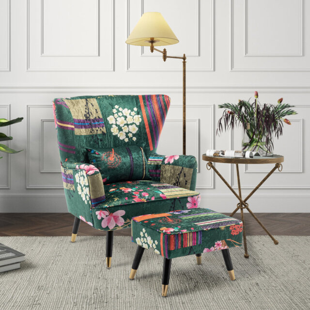 77Cm Wide Armchair and Ottoman