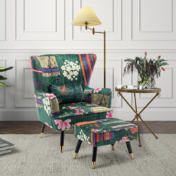 77Cm Wide Armchair and Ottoman