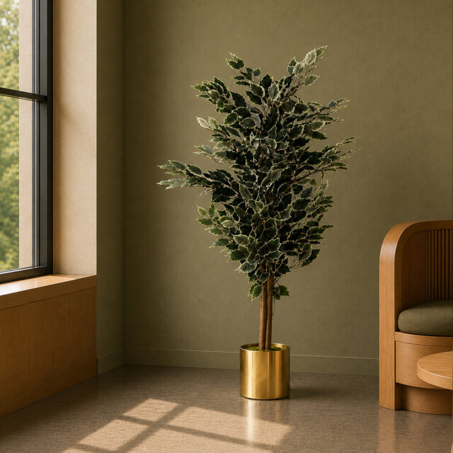 130cm Faux Ficus Tree in Metal Pot