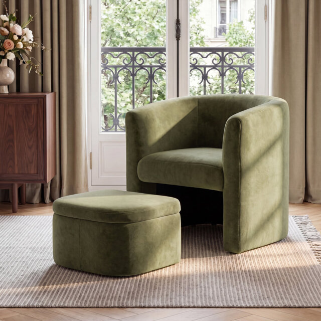 Accent Chair & Storable Ottoman Sherpa Chair w/Storage Ottoman - Plush & Space-Saving Design
