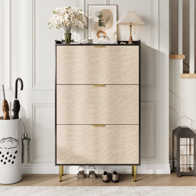 Shoe Cabinet Organizer, Slim Shoe Storage with Adjustable Shelves - Narrow freestanding shoe storage cabinet Dustproof flip-top Adjustable Slim shoe s