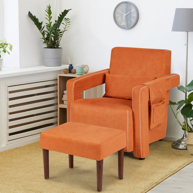 Laguer Faux Leather Armchair with Footstool