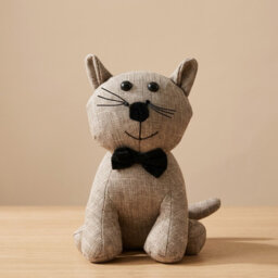 Fabric Cat Door Stop - Cute Weighted Freestanding Decorative Door Stopper for Bedroom, Living Room, Nursery and Home Décor