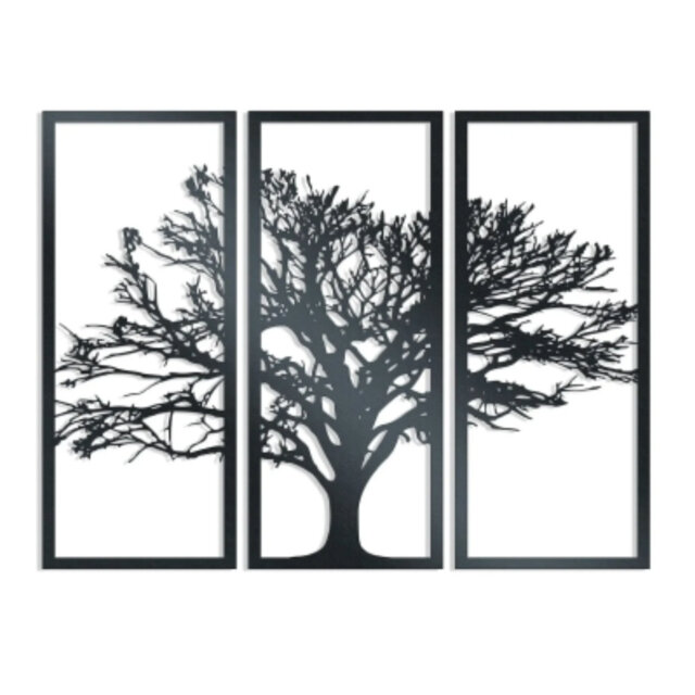 ONYX-Tree Wall Decoration Set of 3-Black-