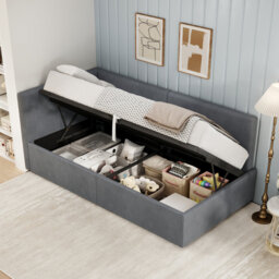 Modern Velvet Upholstered Ottoman Daybed With Lift-Up Storage