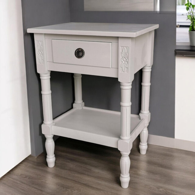 Stylish Kleiner 45cm W Bedside Table with Solid and Manufactured Wood, Drawer Storage, Perfect Accent for Any Bedroom