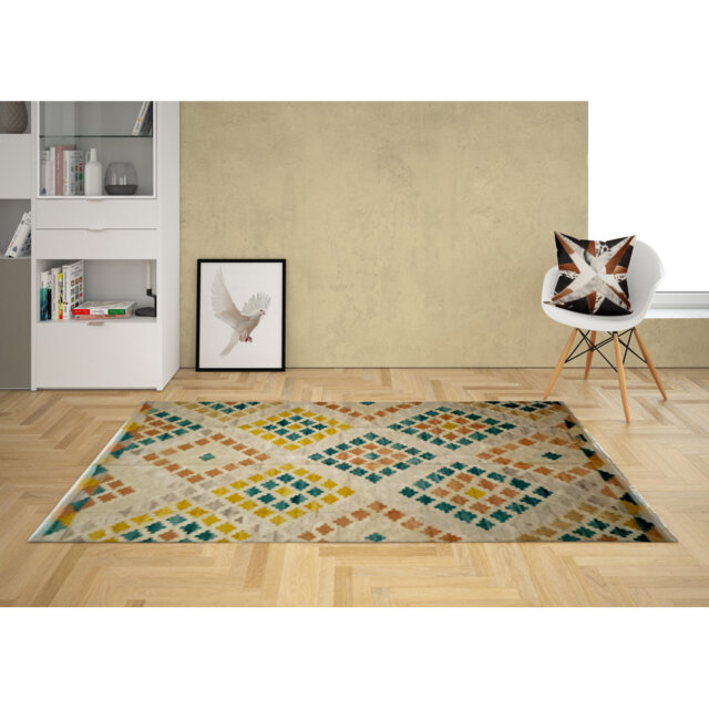 Ridgway Ghalmori Handmade Kilim Wool Grey/Yellow/Blue Rug