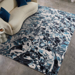 Aurora AU21 Foam Metallic Blue Area Rug