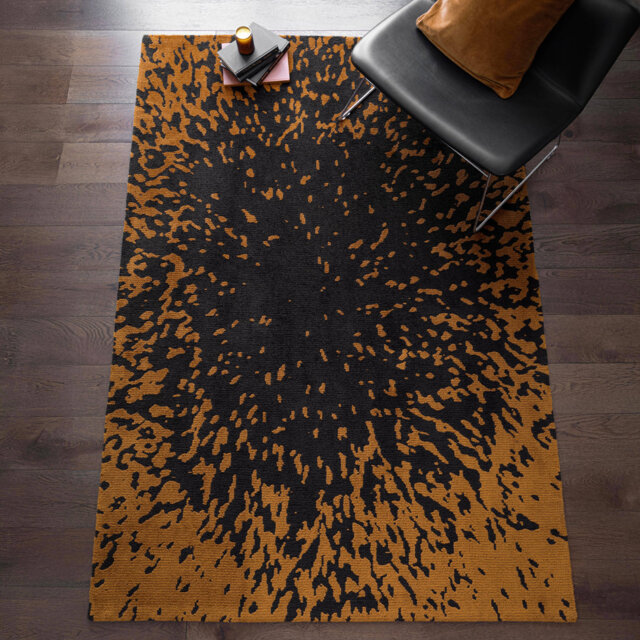 Alaisdair Splash Abstract Black Orange Area Rug