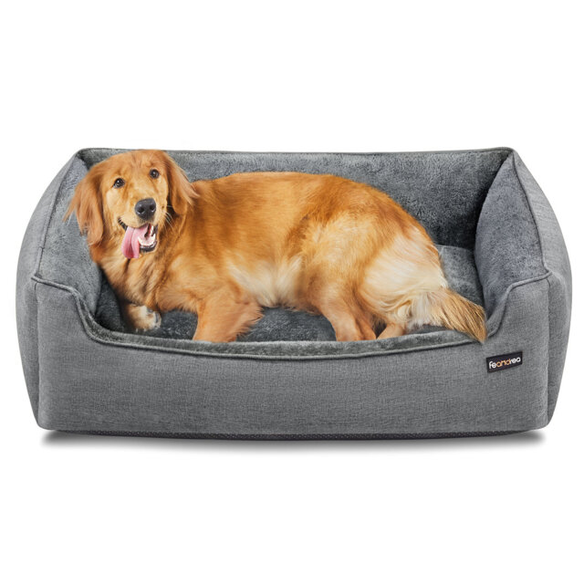Dog Bed, Pet Bed, Dog Sofa Bed With Raised Edges, Non-Slip Bottom, Removable Washable Cover, XL, For Large Dogs, 110 X 75 X 27 Cm, Light Grey