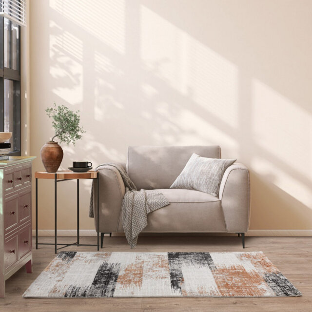 Terracotta Abstract Luxurious Modern Easy To Clean Rug For Living Room Bedroom & Dining Room