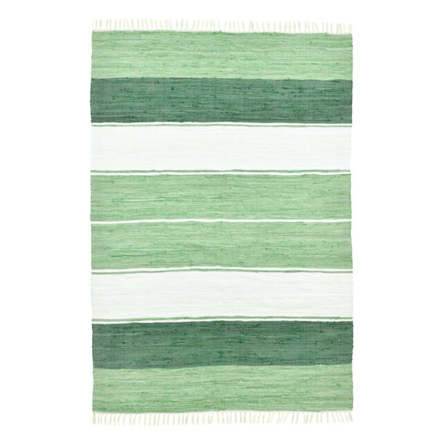 Hand Woven Cotton Green/White Indoor Rug