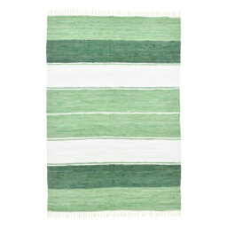 Hand Woven Cotton Green/White Indoor Rug