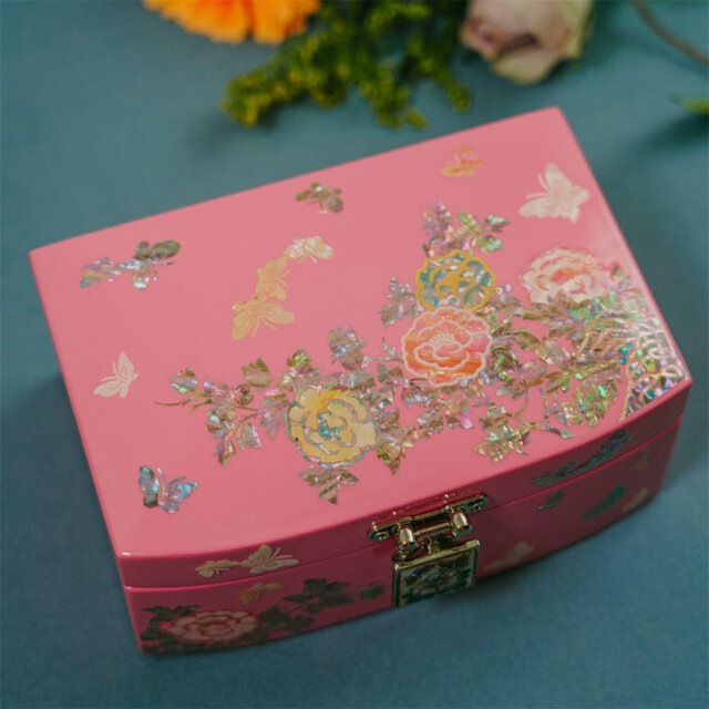 Mother Of Pearl Pink Jewelry Box For Women Girl Wife Display For Earrings Bracelets Rings Watches Anniversary Birthday Christmas Gifts For Women