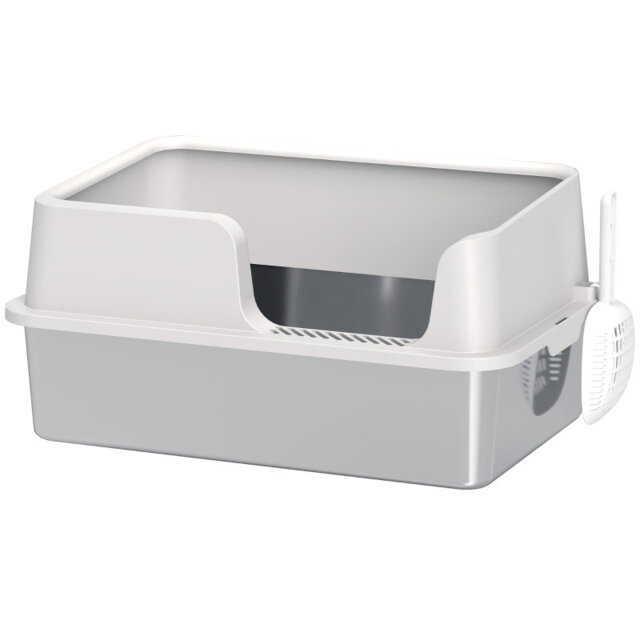 Easy Cleaning 60*40*28 cm Stainless Steel 1 Piece Cat Litter Box Light Grey Hygienic Stainless Steel