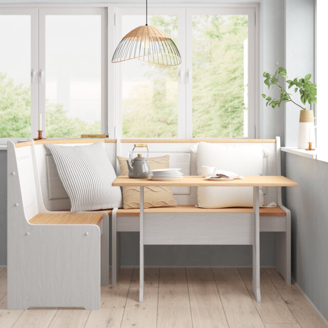 Vigga Solid Wood Corner Bench and Table Set