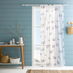 Beach Huts 100% Recycled Polyester Sheer Single Panel