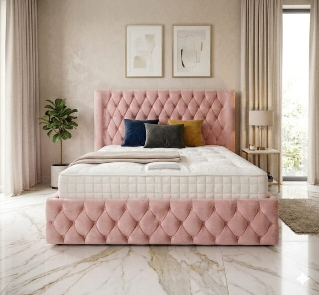 Chesterfield Upholstered Winged Bed Frame