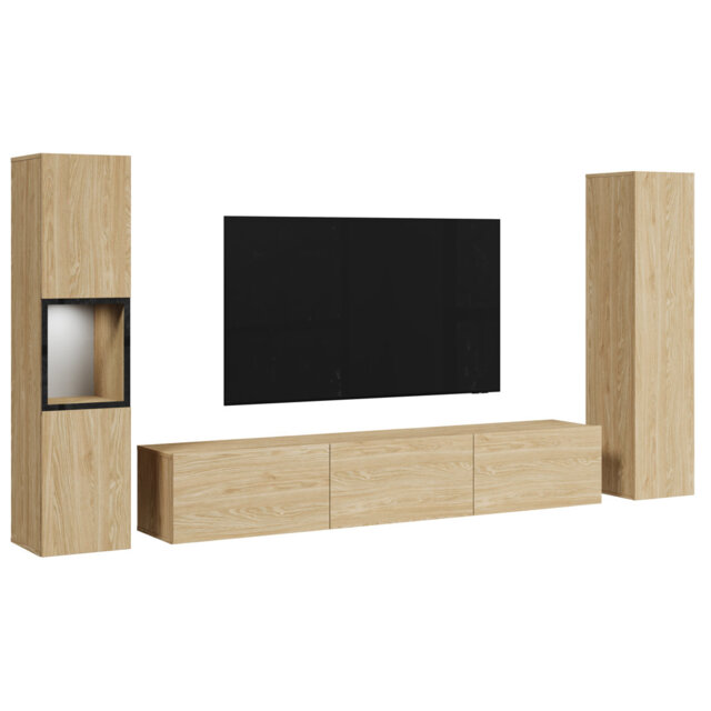 Catharien – TV stand set, 3 pieces, With LED lighting