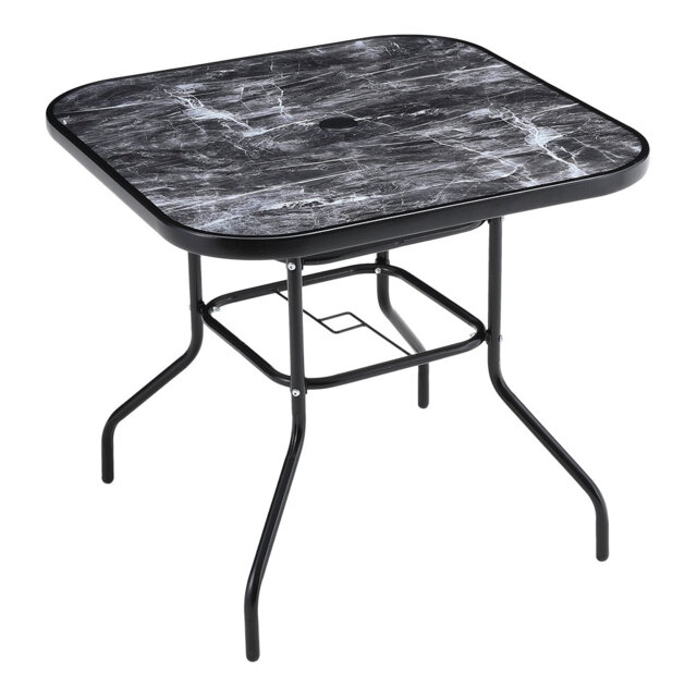 Carrol Square 4 - Person 80cm L Garden Tempered Glass Black Marble Coffee Table