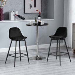 Bar Stools, Breakfast Bar Stools, Kitchen Stools with Back, with Cushioned PP Seat and Metal Frame w