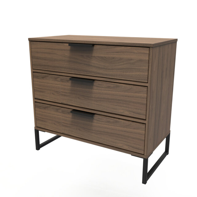 Bibek 3 Drawer Chest in Carini Walnut (Ready Assembled)