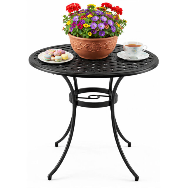 PREGO Garden & Patio Black Cast Aluminium Bistro Table