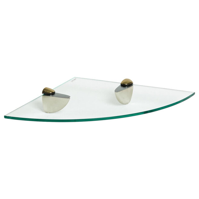 Harbour Housewares - Floating Glass Corner Shelf with Metallic Brackets