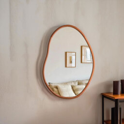 56CM Irregular Wooden Wall Mirror For Bedroom Living Room