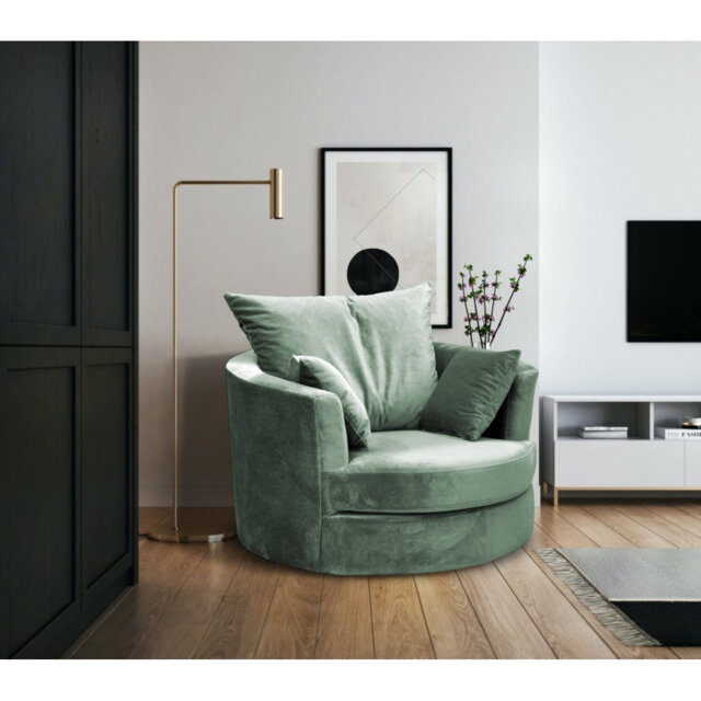 Curwood Upholstered Swivel Barrel Chair