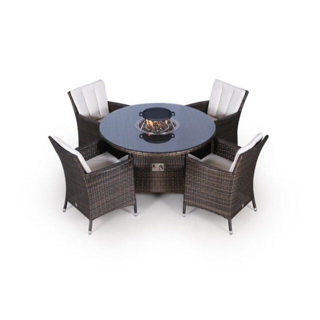 Padilla 4 - Person Wicker Patio Dining Set with Round Table , Cushions Included