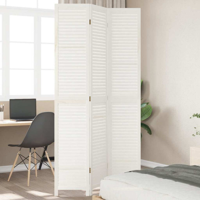 House of Hampton Room DividerÂ 3 Panels White Solid Wood Paulownia